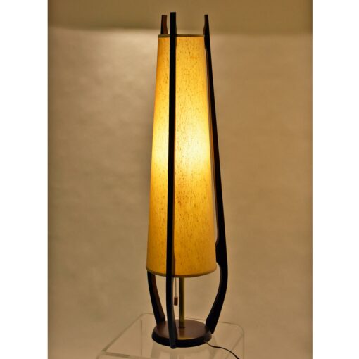 Mid Century Modern Modeline Cone Shaped Walnut Table Lamps