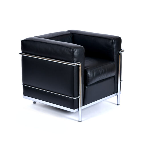 Le Corbusier Black Leather LC2 Chair by Cassina Made in Italy
