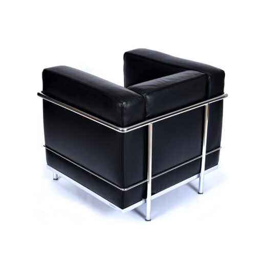 Le Corbusier Black Leather LC2 Chair by Cassina Made in Italy