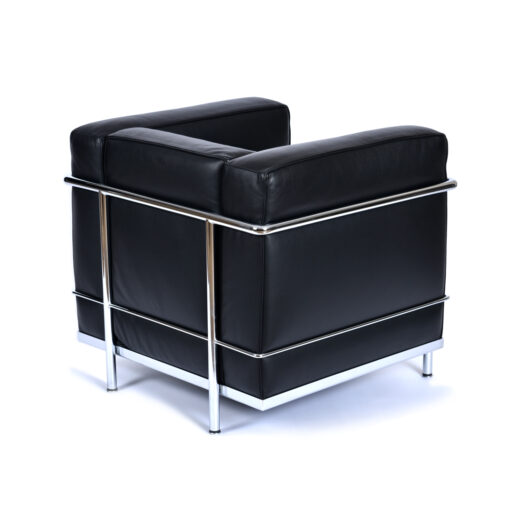 Le Corbusier Black Leather LC2 Chair by Cassina Made in Italy