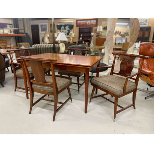 Walnut Asian dining chairs with Danish teak dining table