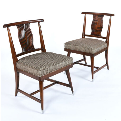 Pair of armless Chinese mid-century modern dining chairs