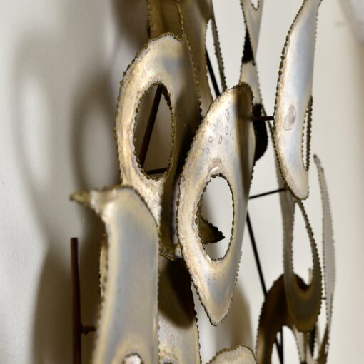 Signed Brutalist Torch Cut Metal Wall Sculpture