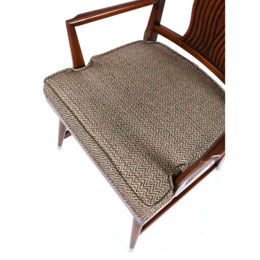 taupe and brown zig zag fabric chair seat