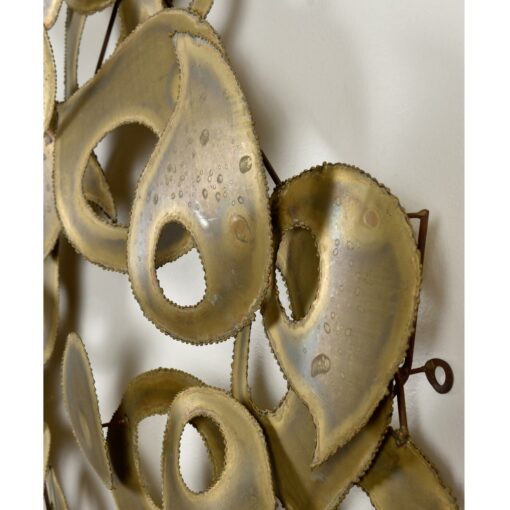 Signed Brutalist Torch Cut Metal Wall Sculpture