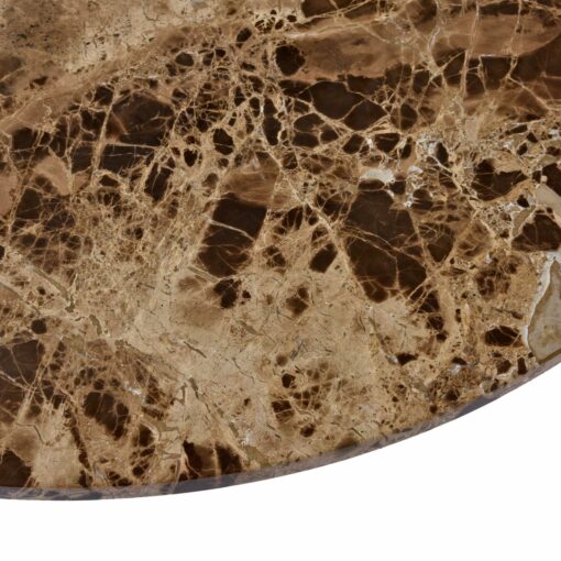 round marble coffee table, vintage 1970s, situated on three polished aluminum pedestal legs
