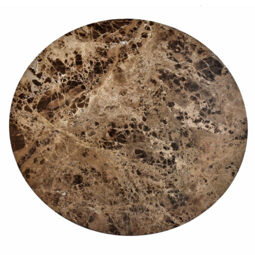 round marble coffee table, vintage 1970s, situated on three polished aluminum pedestal legs