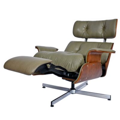 mid-century modern Plycraft recliner with built-in foot rest