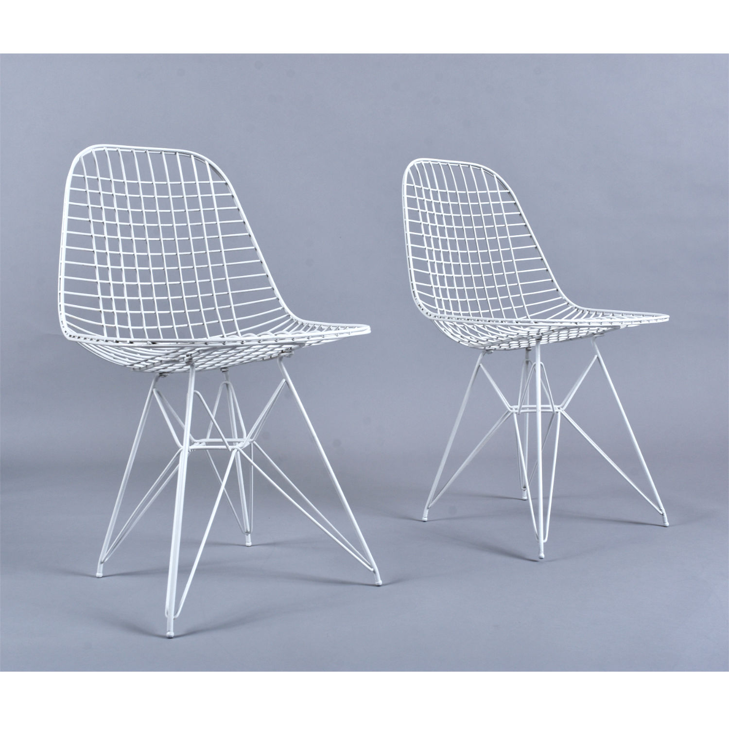 Pair of Charles Eames for Herman Miller DKR Wire Chairs with Custom Cushions