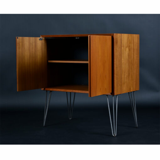 Mid Century Modern Danish Teak CADO Record Cabinet on Hairpin Legs