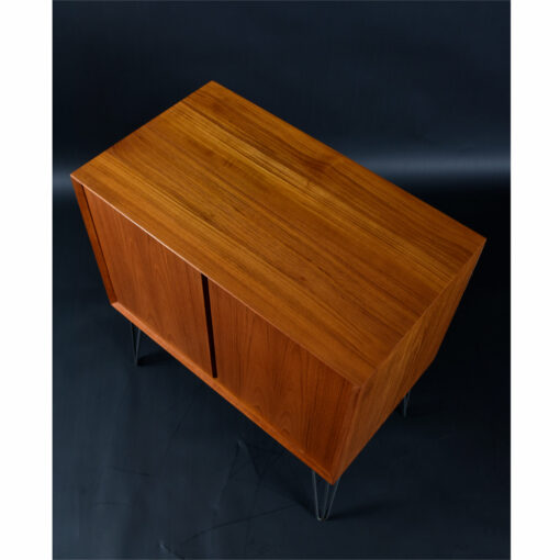 Mid Century Modern Danish Teak CADO Record Cabinet on Hairpin Legs