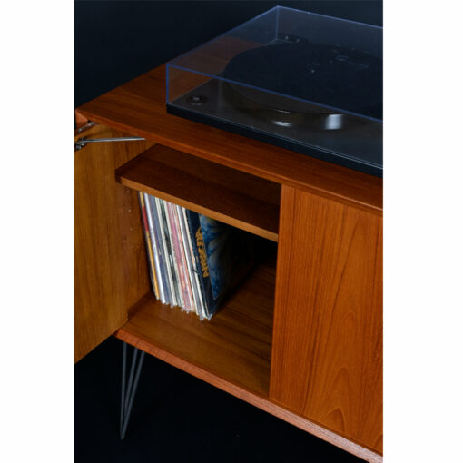 Mid Century Modern Danish Teak CADO Record Cabinet on Hairpin Legs