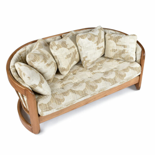 Howard vintage 1980s oak frame loveseat sofa