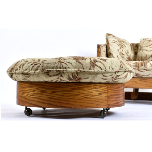 Vintage 1980s Solid Oak Barrel Chair with Matching Ottoman by Howard Furniture