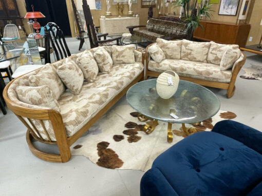 Howard curved vintage 1980s sofa and loveseat