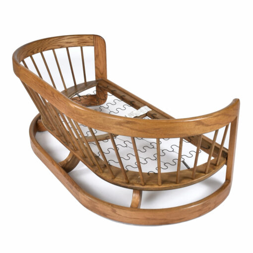 Solid oak Post-Modern curved loveseat sofa frame