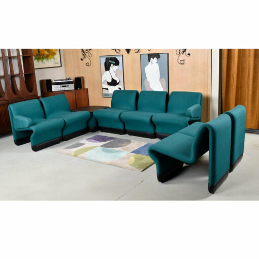 Artopex Star Trek TNG Paul Boulva teal and black Ten Forward ribbon chairs