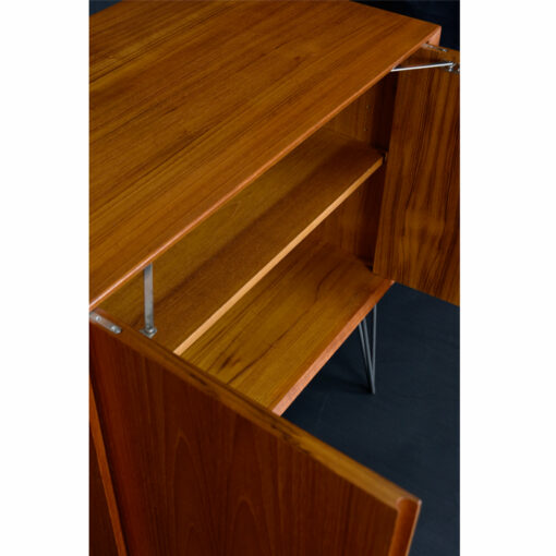 Mid Century Modern Danish Teak CADO Record Cabinet on Hairpin Legs