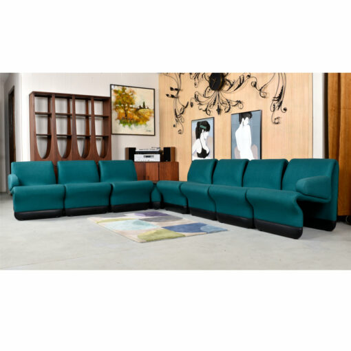 Modern teal and black suspension chair modular seating group by Artopex