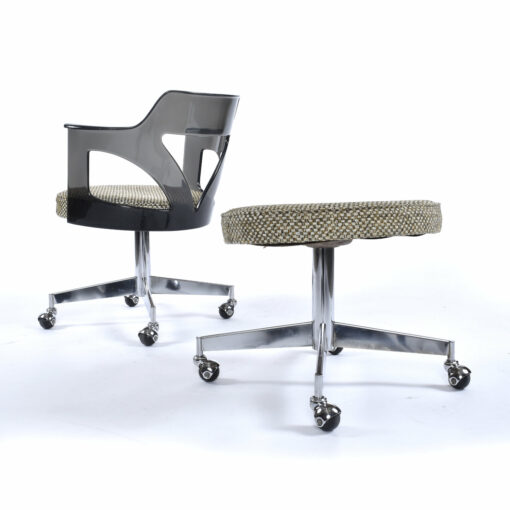 Space Age acrylic chair with matching foot stool