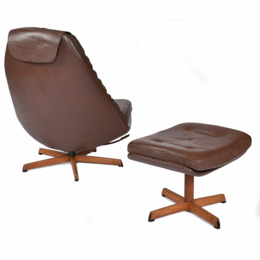 Brown leather Madsen Schubel Danish recliner