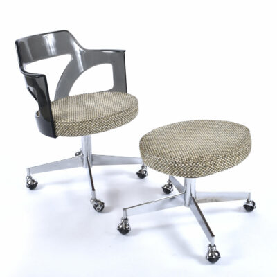 Conwed vintage 1970s smoked lucite chair and stool
