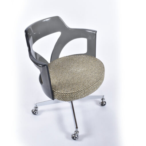 Conwed smoked Lucite chair on casters