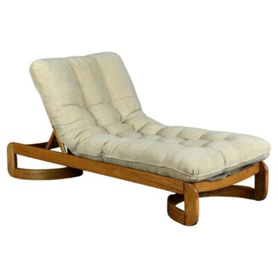 Solid oak vintage chaise lounge by Howard MFG
