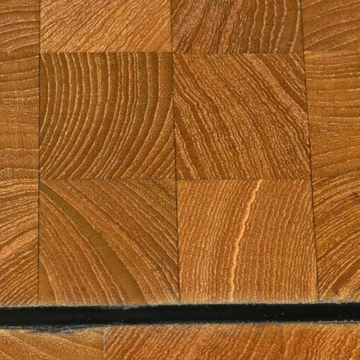 Large Square Solid Teak Danish Parquet Coffee Table on Iron Jax Base