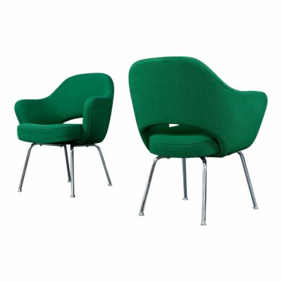 Pair of Emerald Green Eero Saarinen for Knoll Executive Chairs (3 pairs available)
