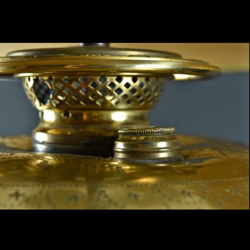 Antique Middle Eastern Arabic Embossed Hammered Brass Floor Lamp