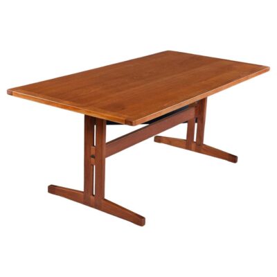 Rectangular Danish Teak Dining Table on Trestle Base