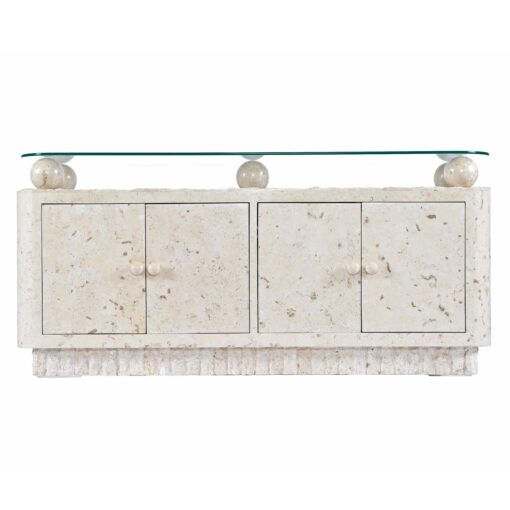 Tesselated Stone Orb Mactan Coral Credenza Buffet