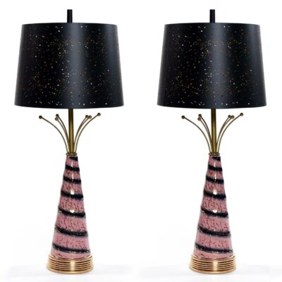 Pair of pink and black Deena lamps