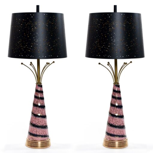 Pair of pink and black Deena lamps
