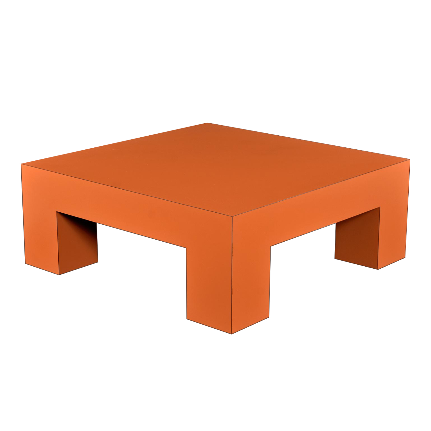 42 Inch Square Monumental Vintage 1970s Orange Parsons Coffee Table
