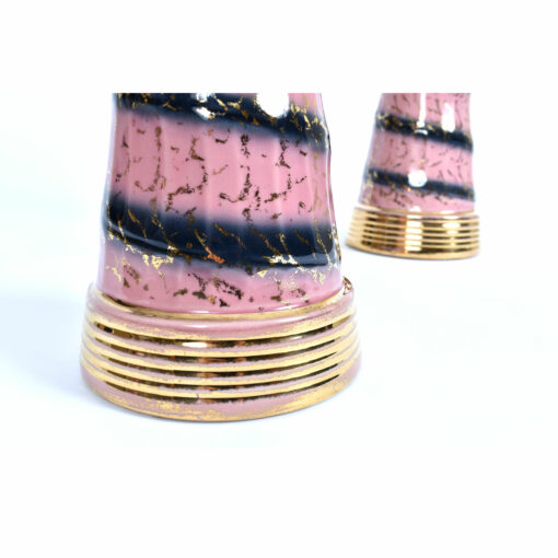 Pink Gold And Black Atomic Age Ceramic Mid Century Modern Table Lamps