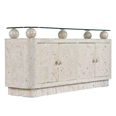 Tesselated Stone Orb Mactan Coral Credenza Buffet