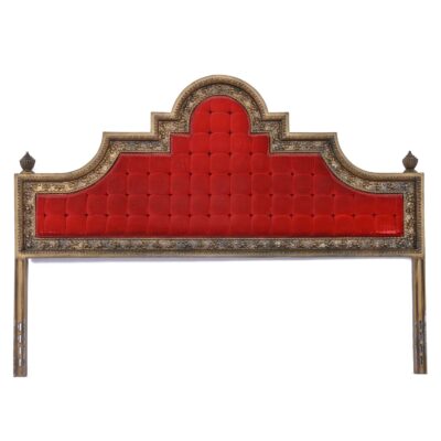 Vintage red velvet tufted headboard by Kessler
