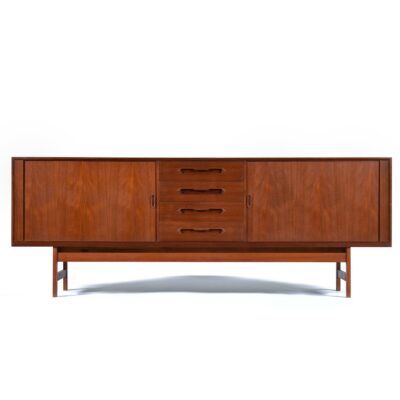 1950s Mid-Century Modern Danish Teak Credenza with Tambour Doors