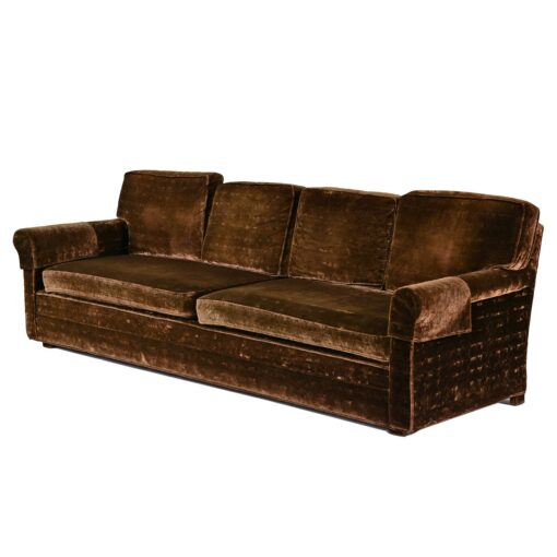 Vintage 1970s Luxurious Brown Velvet Sofa