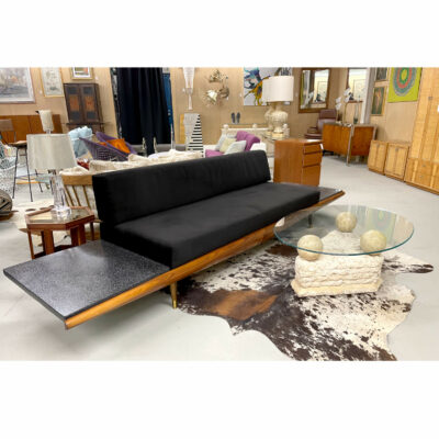 Adrian Pearsall Black Daybed Sofa with attached end tables