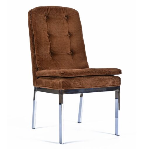 1970s velvet chrome Parsons chairs