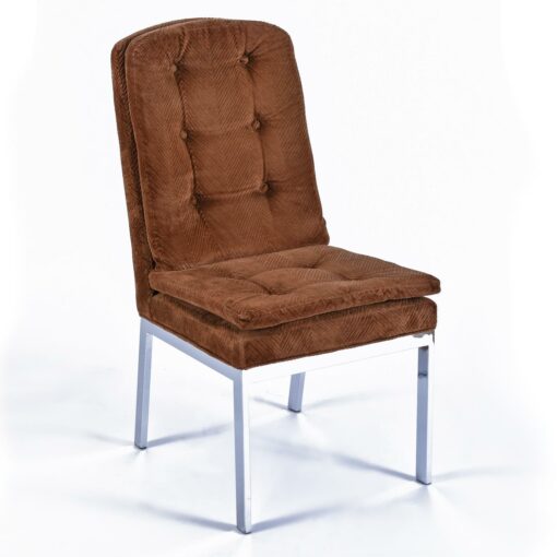 1970s velvet chrome Parsons chairs