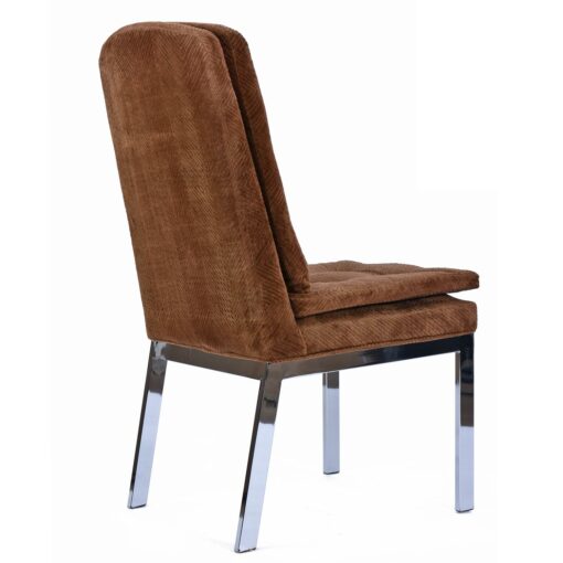 1970s velvet chrome Parsons chairs