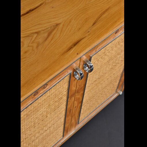 John Stuart Vintage 1970s Hickory Caned front chrome trim nightstands