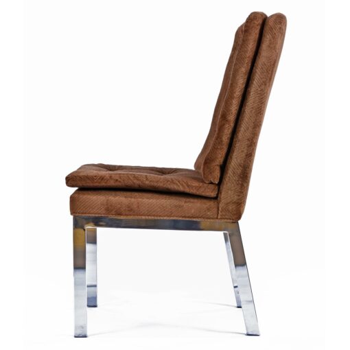 1970s velvet chrome Parsons chairs