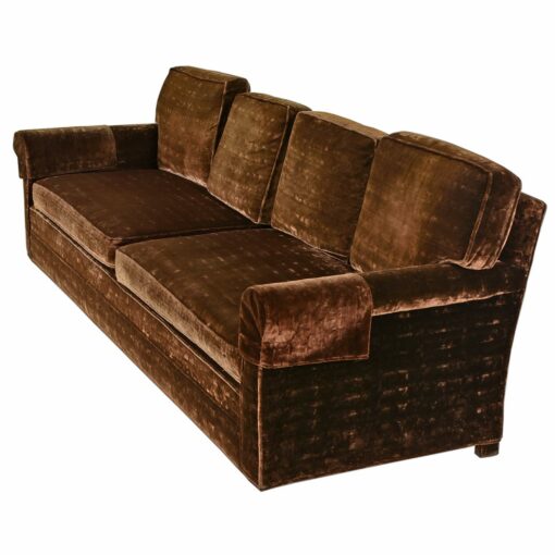 Vintage 1970s Luxurious Brown Velvet Sofa