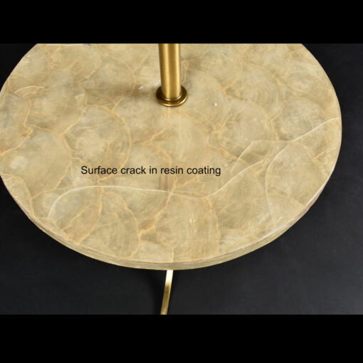 Resin coated capiz shell table top on lamp