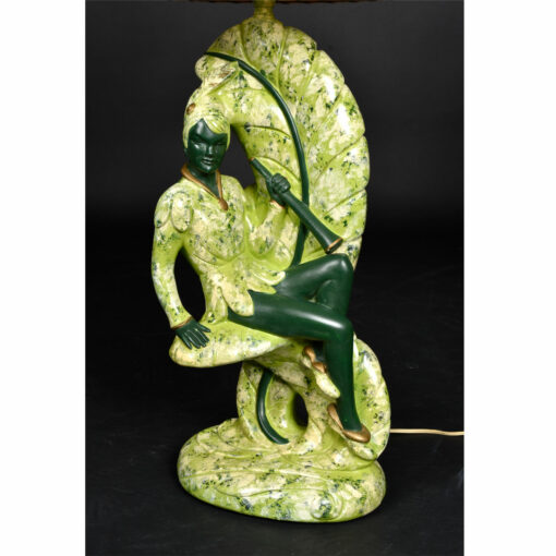 Continental Art Co. Green Fairy Chalkware Lamps with Fiberglass Shades
